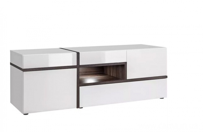 Тумба ТВ CROSS Белый+дуб графит/Белый глянец