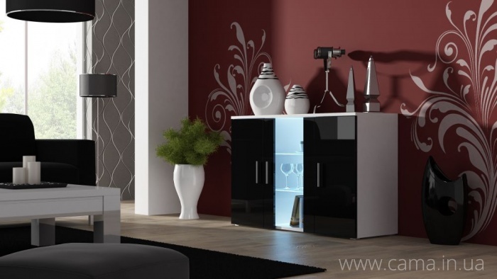 Комод Soho S7 белый/черный глянец