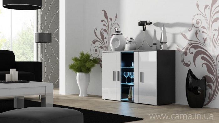 Комод Soho S7 черный/белый глянец