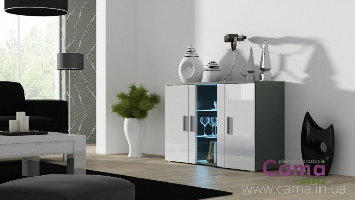 Комод Soho S7 серый/белый глянец