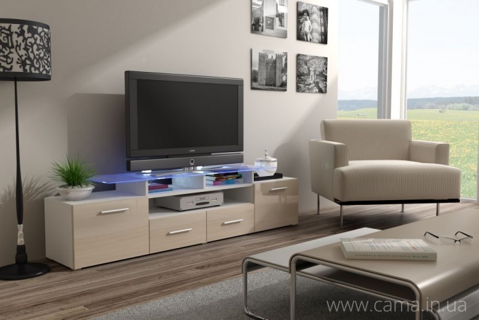 Комод Evora белый/кремовый глянец Комод Evora белый/кремовый глянец