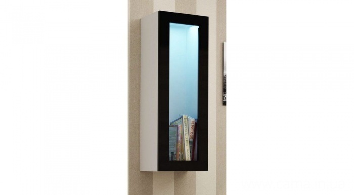 Витрина навесная Vigo 90 белый/черный глянец